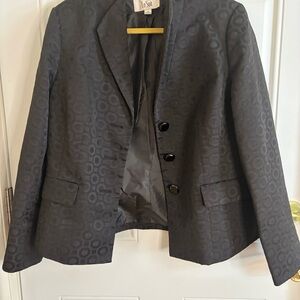 Vintage Le Suit Charcoal/black  Textured  unisex size14 design and button blazer